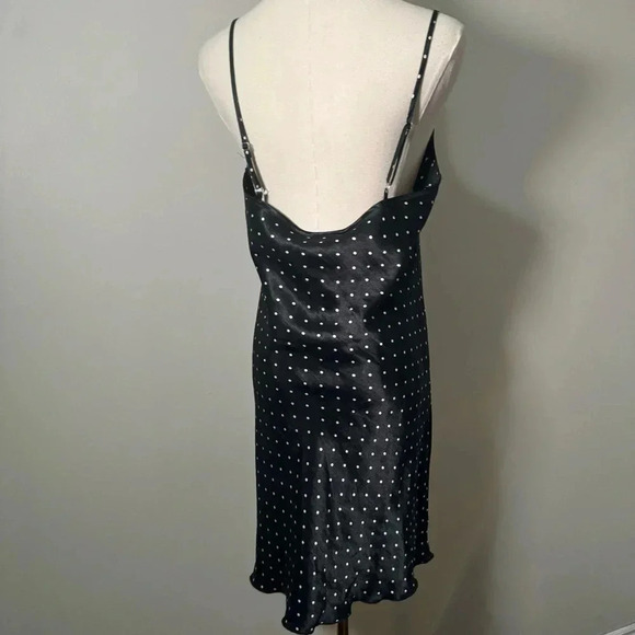 Y2K coquette black polka dot satin slip dress  M pin up - Picture 5 of 6